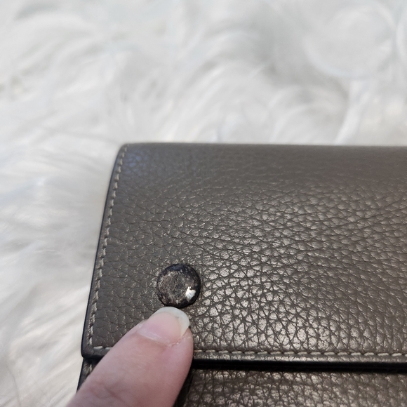 Authentic Celine Drummed Grained Calfskin Trifold Wallet Grey - Picture 3 of 15